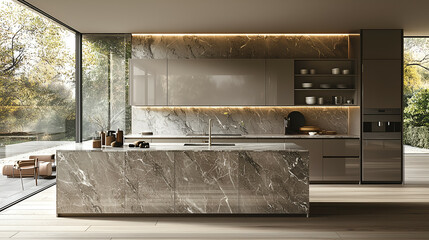 Modern Interior Design Kitchen: Sleek, Spacious and Luxurious with Natural Light and Contemporary Architecture