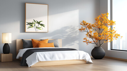 Minimalist bedroom design modern home interior decor cozy space natural light tranquil ambiance