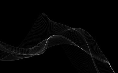 Dark abstract background with a glowing abstract waves