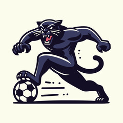 Black panther soccer player mascot in action vector design