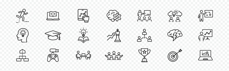 Education and Learning Icons Set for Academic and Professional Growth, Workshop Icon Set - Teamwork, Coaching and Educational Activities Vector Collection