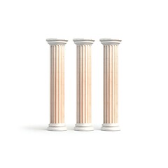 Obraz premium Three Classic Columns with White Background.