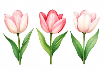 Obraz premium Elegant Pink Tulip Bouquet – Isolated on White Background