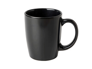 Black mug PNG isolated on white transparent background for design purposes