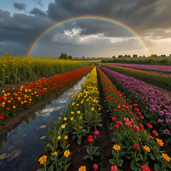 rainbow over the field