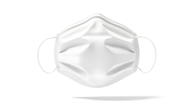High-Quality 3D Render of a White Disposable Face Mask on a White Background