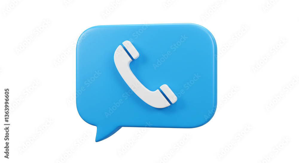 Poster a vibrant blue speech bubble with a friendly white phone icon, symbolizing instant connection and re