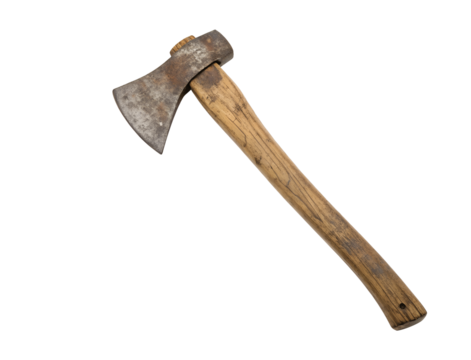 Old axe isolated on a white background with transparent PNG cutout for easy use - Powered by Adobe