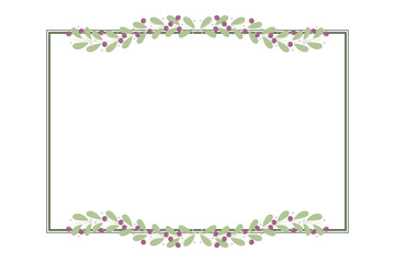 Green Rectangular Borders Frame With Purple And Green Leaves