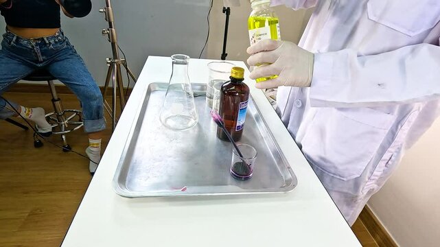 Colorful Chemical Reaction in Science Experiment