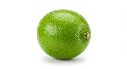 Single Ripe Lime on White Background