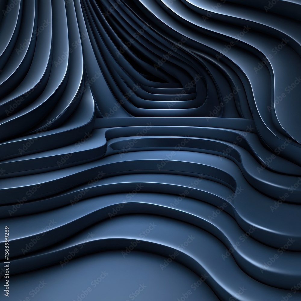 Aufkleber the image is a blue and black abstract design with a lot of curves and lines