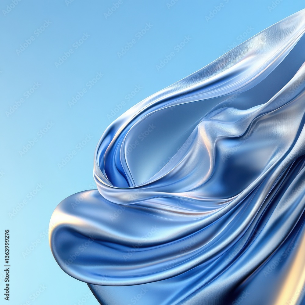 Aufkleber a blue fabric with a wave pattern is shown in a blue background