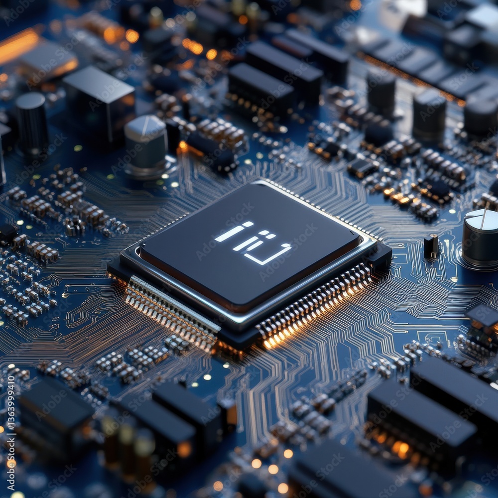 Aufkleber a computer chip with the letters i and j on it