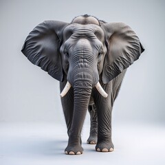 Fototapeta premium Front-View Elephant: A Detailed Capture of Wildlife Grandeur