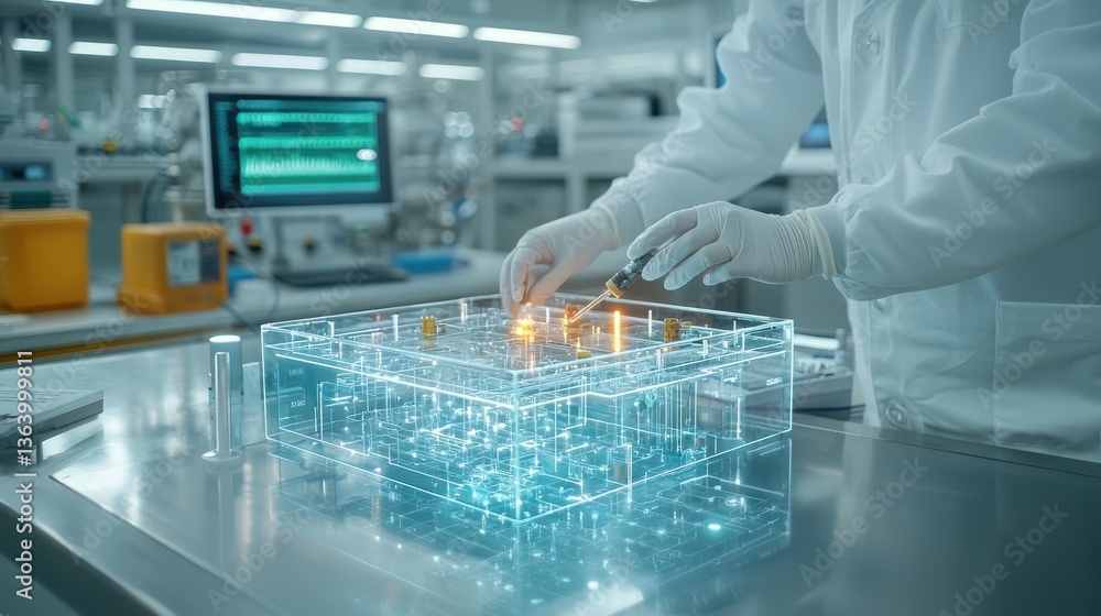 Poster cutting edge research and development in innovative laboratory setting with advanced equipment techn