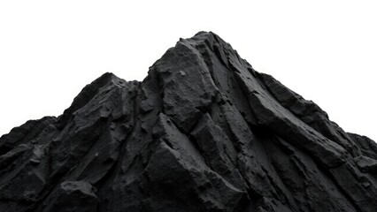 Mountain background texture. Close-up. Black rock background. Dark gray stone background. Black and white background. Black grunge texture. Contrast monochrome rocky texture.