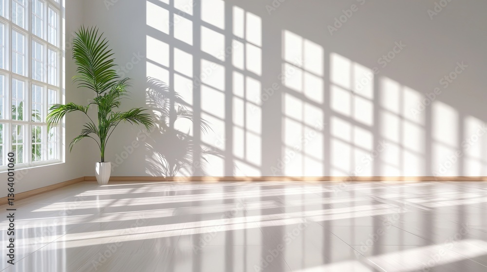 Poster a large window with a potted plant in front of it