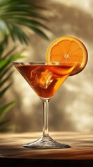 Refreshing orange cocktail served in a stylish glass garnished with a slice of orange
