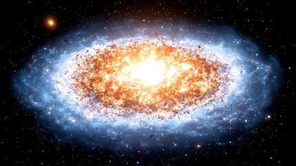 Fiery galactic core with swirling nebula.