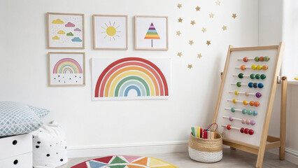 Adorable Child's Room Decorated with Colorful Wall Stickers