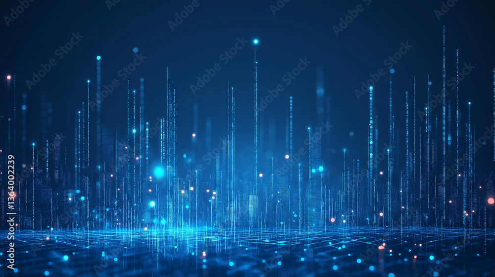 Aufkleber smart city and abstract polygon pattern connection with speed line light, big data connection techno