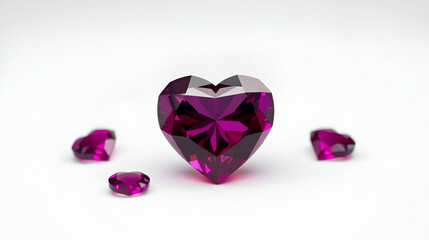 Fototapeta premium rhodolite heart on isolated background, concept of love and romance in gemstone