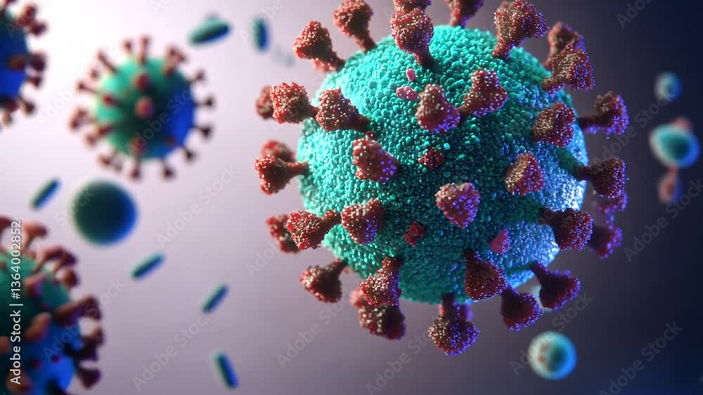 Aufkleber close-up of coronavirus shows structure and features generative ai