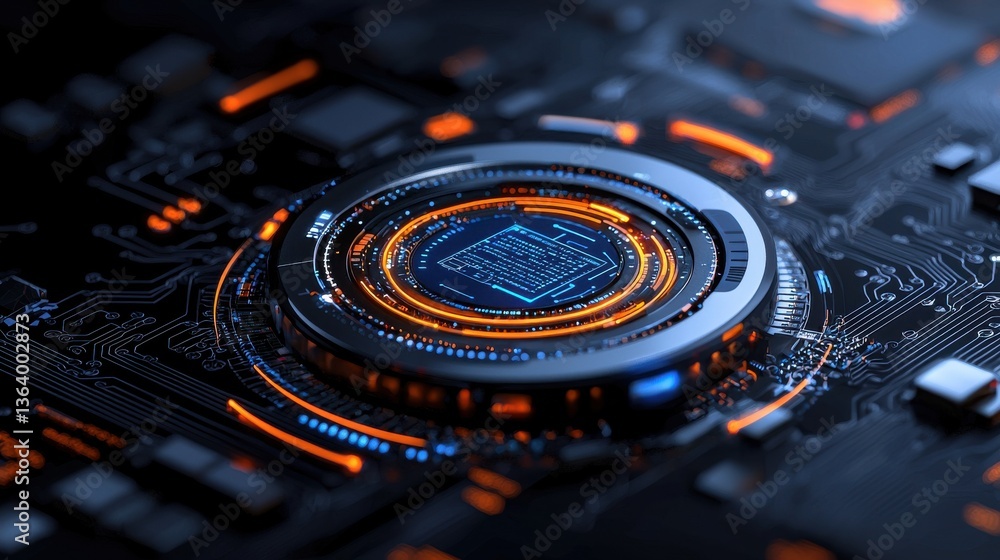 Aufkleber a computer chip is shown in a close up