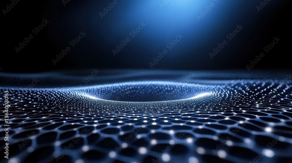 Poster a blue and white image of a wave with a hole in the middle