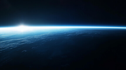 A sun rising above the earths surface.