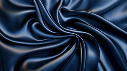Obraz premium Elegant Navy Blue Fabric Waves Artistic Swirls and Textures Decorative Surface Pattern Design