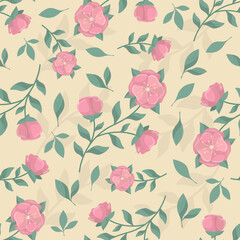 Aesthetic decorative floral seamless pattern
