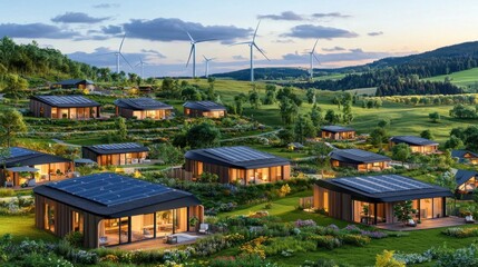 Fototapeta premium Picturesque eco friendly village nestled in the scenic mountain landscape