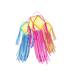 colorful Vesak lantern set isolated on white background