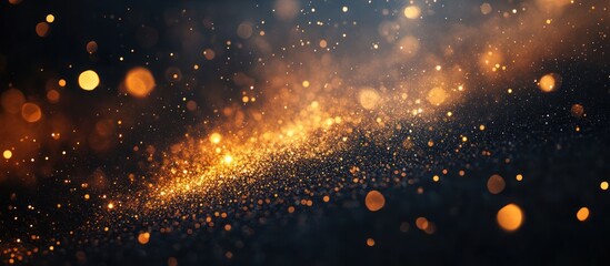 Obraz premium Golden glitter bokeh dark background