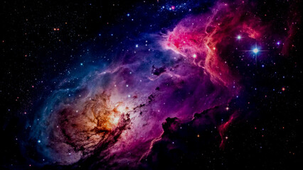 Obraz premium Artistic Rendering of a Colorful Cosmic Nebula in Deep Space.
