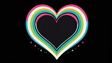 A colorful heart shape design with a black background