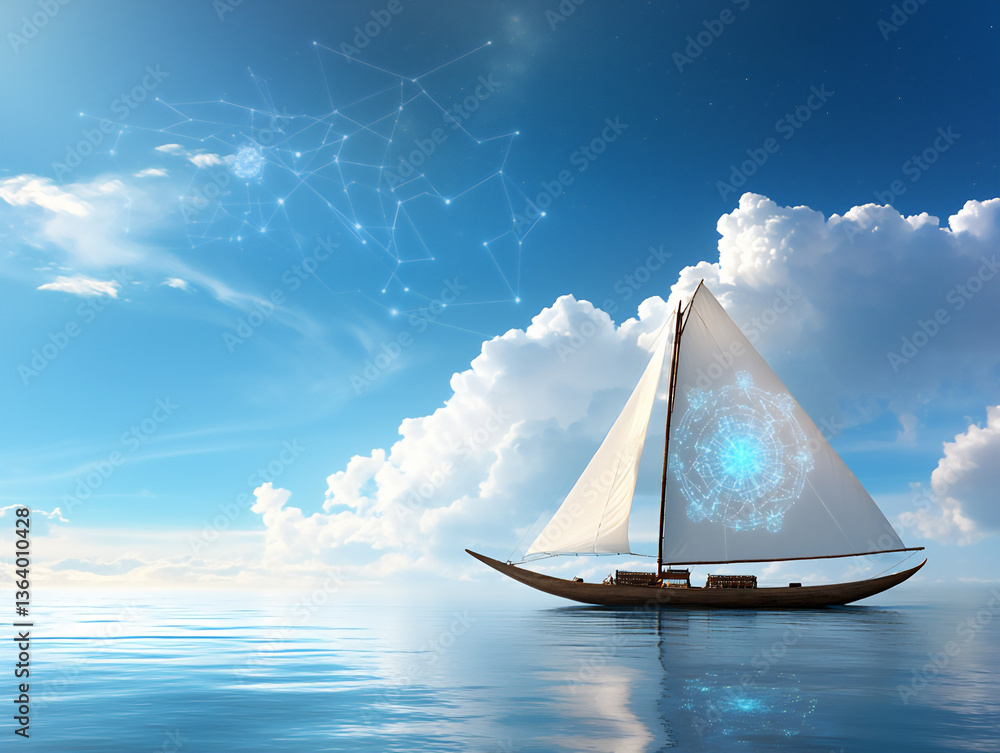 Poster polynesian wayfinding cloud with starfish neural nets