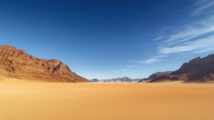 Fototapeta premium Arid Desert Scene with Mountain Borders