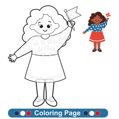 Independence Day USA coloring page. Coloring page for children. Color worksheet activity. Education about color. Education for preschool.