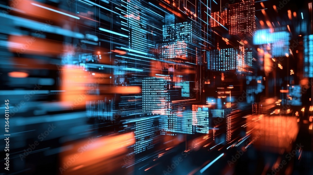 Poster futuristic digital cityscape with a dynamic flow of data lights and advanced technology a vision of 