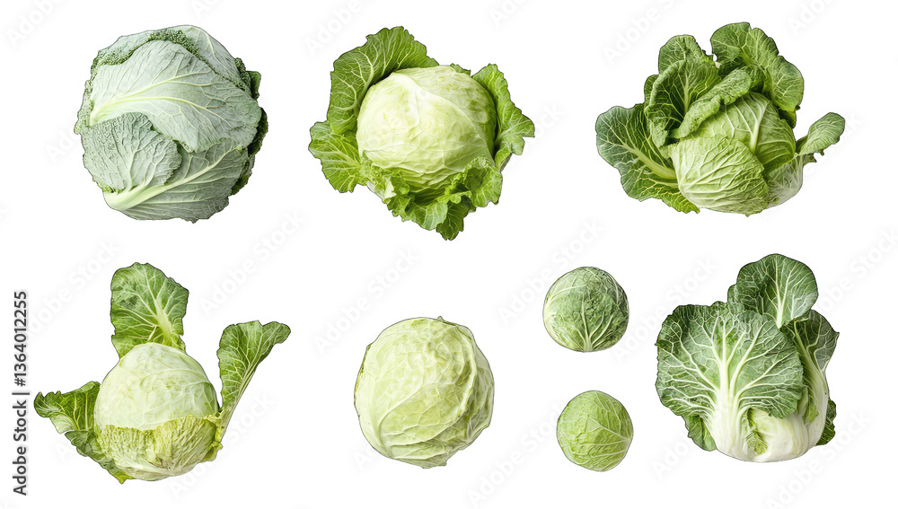 Poster various types of cabbages arranged in a visually appealing manne