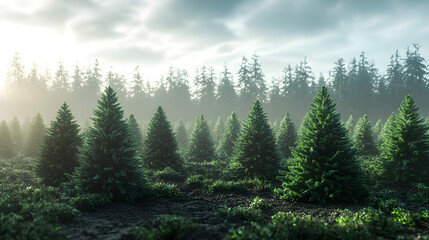 Fototapeta premium A project investigating the environmental impact of Christmas tree farming.