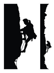silhouette solo mountain climbing