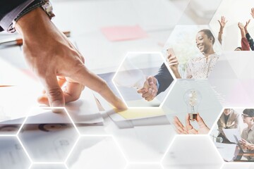 Business planning stage, photo remix