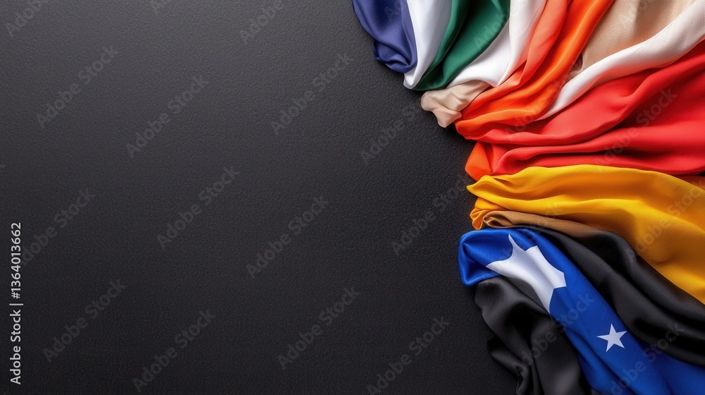 Aufkleber A colorful array of flags is laid out on a black background