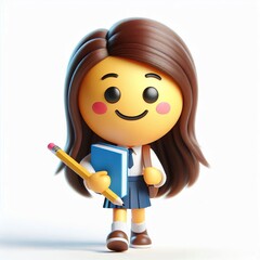 3d happy emoji as a student, white background