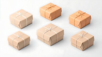 Fototapeta premium Tied Kraft Gift Boxes for Studio Shot.