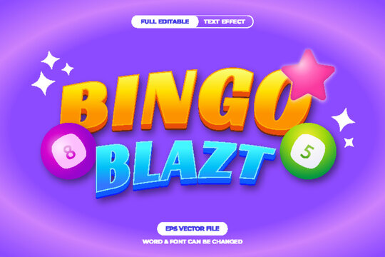 Energetic and colorful text effect with playful bingo elements, perfect for sport game titles, billiard, pool app logos, or fun promotions. Fully editable EPS vector